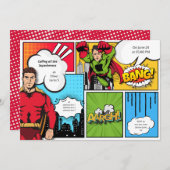 Stripboek superheld jongen verjaardag kaart (Voorkant / Achterkant)