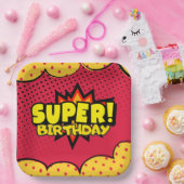 Stripboek superheld jongen verjaardag papieren bordje (Feest)