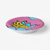 Stripboek superheld meisje verjaardag papieren kommen (Gebogen)