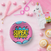 Stripboek superheld meisje verjaardag papieren kommen (Feest)