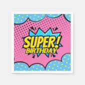 Stripboek superheld meisje verjaardag servet (Voorkant)