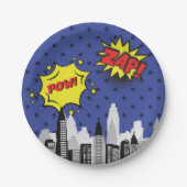 Stripboek Superheld Unique Boy's Papieren Bordje (Voorkant)