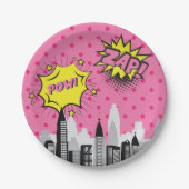 Stripboek Superheld Unique Girl's Papieren Bordje (Voorkant)