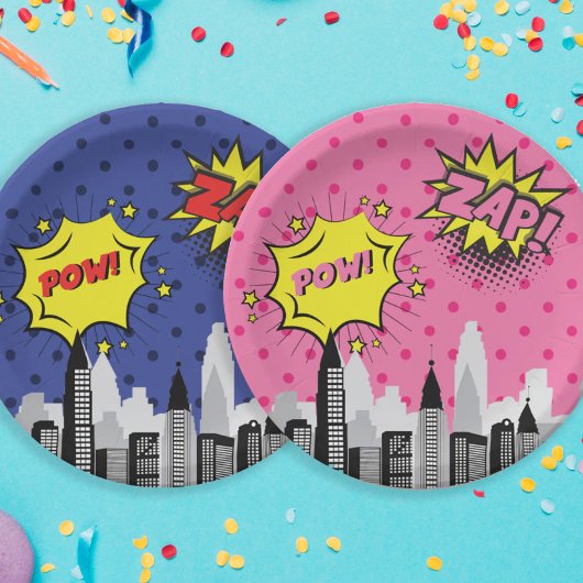 Stripboek Superheld Unique Girl's Papieren Bordje