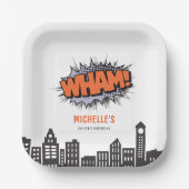 Stripboek Superheld Verjaardag Papieren Bordje (Voorkant)