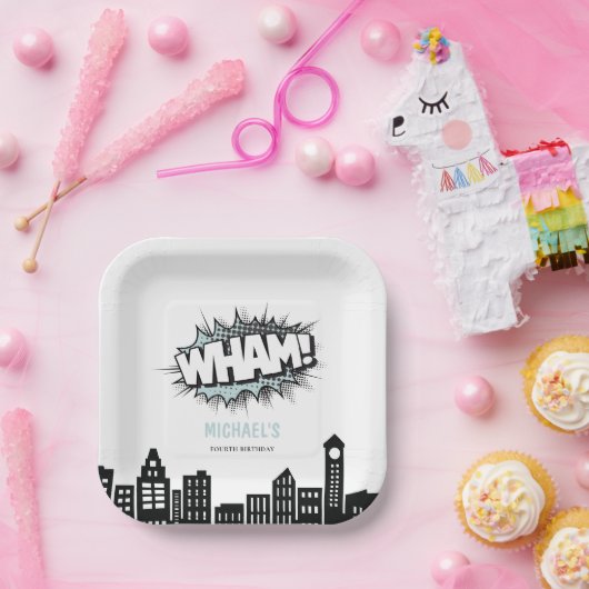 Stripboek Superheld Verjaardag Papieren Bordje (Feest)