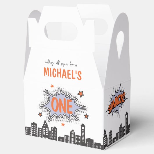 Stripboek Superhero Gable Favor Box Bedankdoosjes (Geopend)
