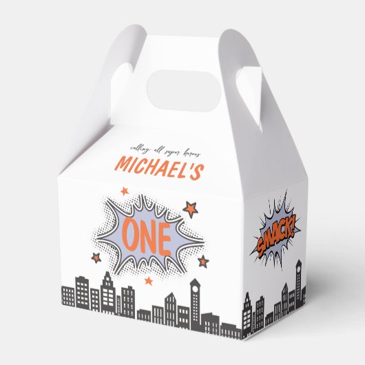 Stripboek Superhero Gable Favor Box Bedankdoosjes (Voorkant Zijde)