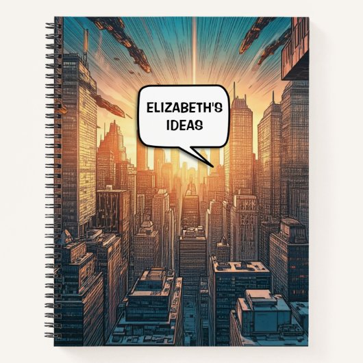 Stripboek thema gepersonaliseerde naam trendy notitieboek (Voorkant)