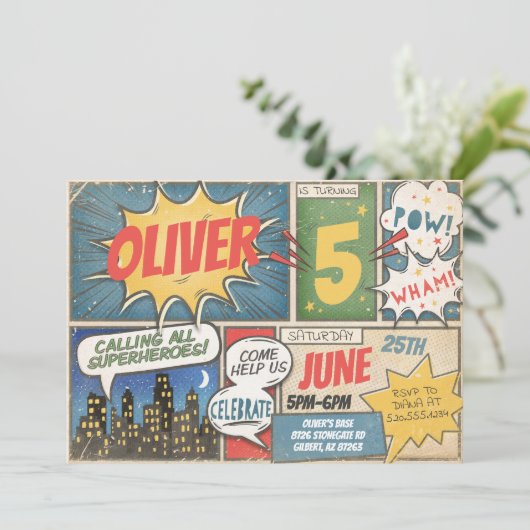  stripboek Verjaardagsuitnodiging Kaart (Staand voorkant)