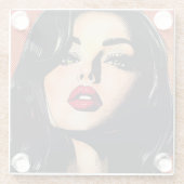 Stripboek Vrouw Groene Ogen Retro Ben-Day Stippen Glazen Onderzetter (Achterkant)