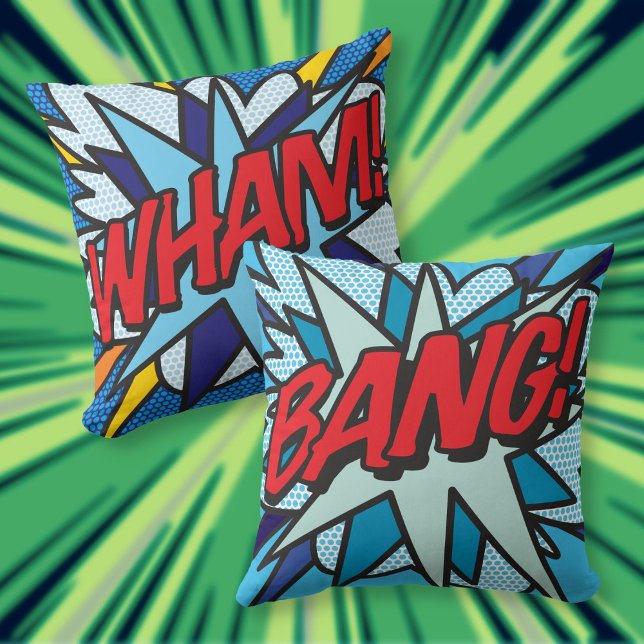 Stripboek WHAM! BANG! Kussen (Cool Modern Comic Book WHAM BANG Throw Pillow)