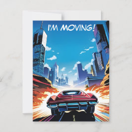 Stripboekauto rijdt snel Nieuw Adres Briefkaart
