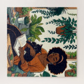 Stripboekstijl Vrouw, Kat en Boek Legpuzzel (Horizontaal)