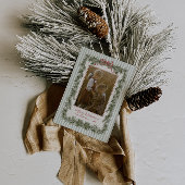 Stripe and Bow Christmas Photo Card Sage Feestdagenkaart