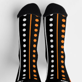 Stripe and Polka Dots Orange and Black Halloween Sokken