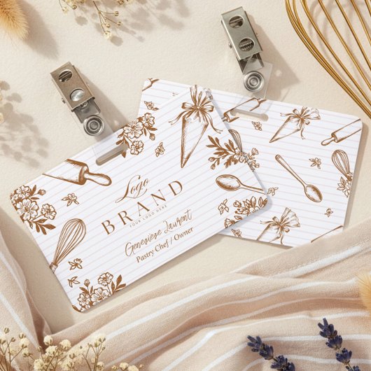 Stripe Baking Utensil Pastry Cake Bakery Shop Logo Badge