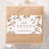 Stripe Baking Utensil Pastry Cake Bakery Shop Logo Etiket (Insitu)