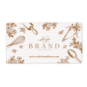 Stripe Baking Utensil Pastry Cake Bakery Shop Logo Etiket (Voorkant)