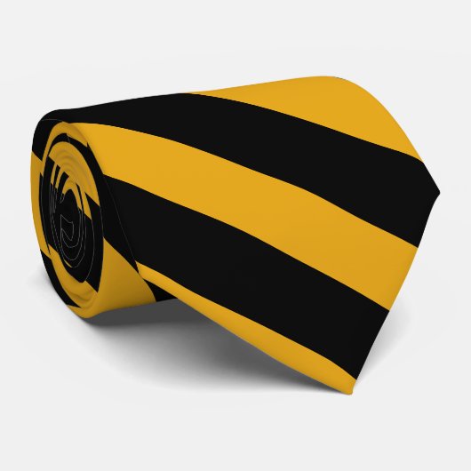 Stripe Black and Gold University Stropdas (Opgerold)