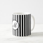 Stripe Black White - Mok voor aangepaste monogram  (Voorkant rechts)