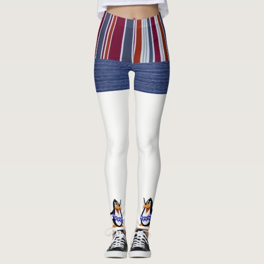 Stripe Blue Penguin Legging (Voorkant)
