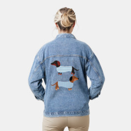 Stripe Blue Schattigee teckel Pet Lovers Denim Jacket