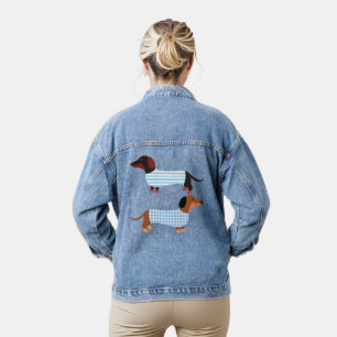 Stripe Blue Schattigee teckel Pet Lovers Denim Jacket