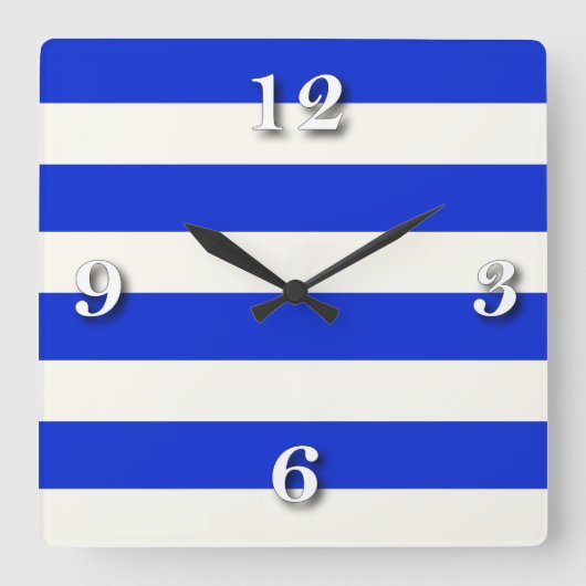 stripe blue white beige.ai vierkante klok (Voorkant)