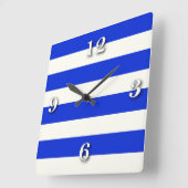 stripe blue white beige.ai vierkante klok (Hoek)