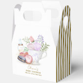 Stripe Bonjour Floral Macarons Tea Baby shower Bedankdoosjes (Open)