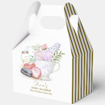 Stripe Bonjour Floral Macarons Tea Baby shower