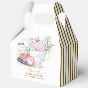 Stripe Bonjour Floral Macarons Tea Baby shower Bedankdoosjes