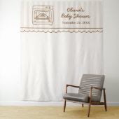 Stripe Bun in the Oven Baby Shower Backdrop Wandkleed (In situ)