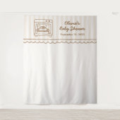Stripe Bun in the Oven Baby Shower Backdrop Wandkleed (Voorkant)
