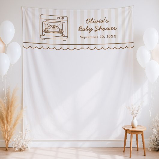 Stripe Bun in the Oven Baby Shower Backdrop Wandkleed