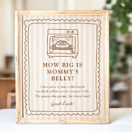 Stripe Bun in the Oven Baby Shower Belly Sign Poster