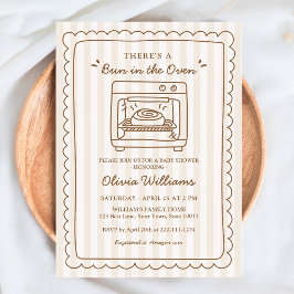 Stripe Bun in the Oven Baby Shower Invitation Kaart