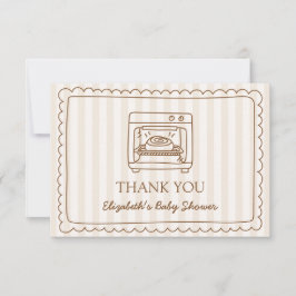 Stripe Bun in the Oven Baby Shower Thank you Card Bedankkaart