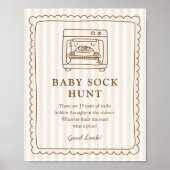 Stripe Bun in the Oven Baby Sock Hunt Sign Poster (Voorkant)