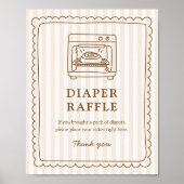 Stripe Bun in the Oven Shower Diaper Raffle Game Poster (Voorkant)