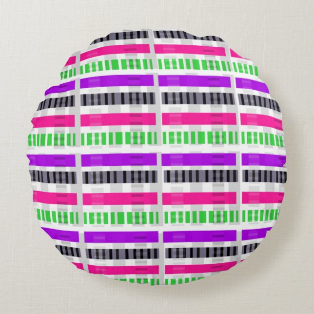 Stripe & Check 2014 Rond Kussen (Voorkant)