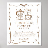Stripe Coffee Baby shower Belly Sign Poster (Voorkant)