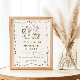 Stripe Coffee Baby shower Belly Sign Poster