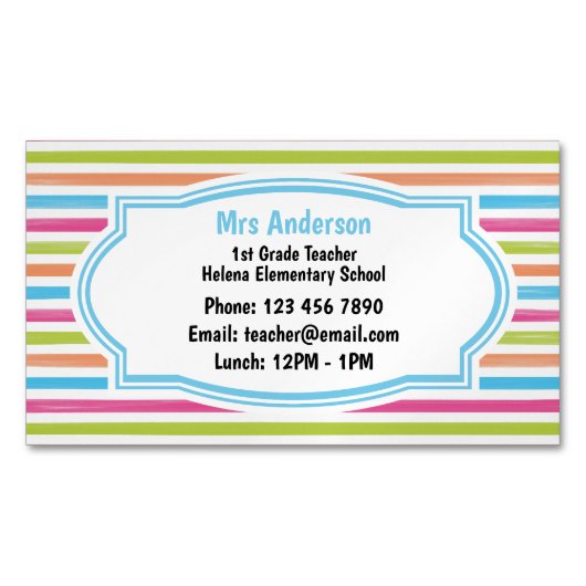 Stripe Contact opnemen met de leraar Magnetisch Visitekaartje (Voorkant)