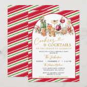 Stripe Cookies and Cocktail Classic Christmas Kaart (Voorkant / Achterkant)