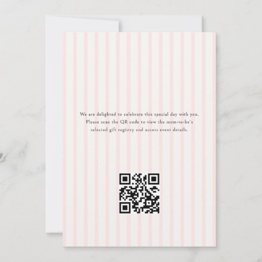 Stripe Custom Afbeelding Blush Baby shower Kaart (Achterkant)