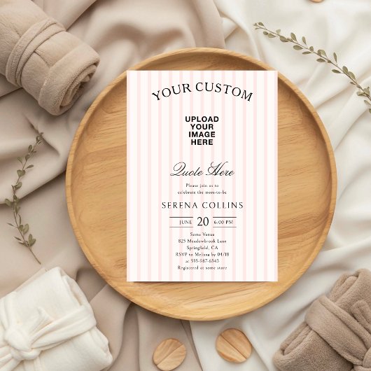  Stripe Custom Afbeelding Blush Baby shower Kaart