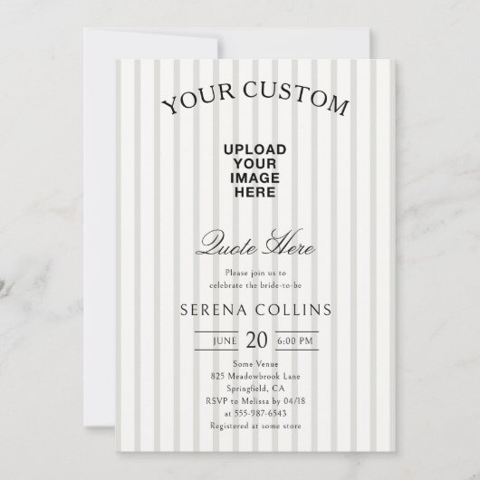  Stripe Custom Afbeelding Sage Vrijgezellenfeest Kaart (Voorkant)