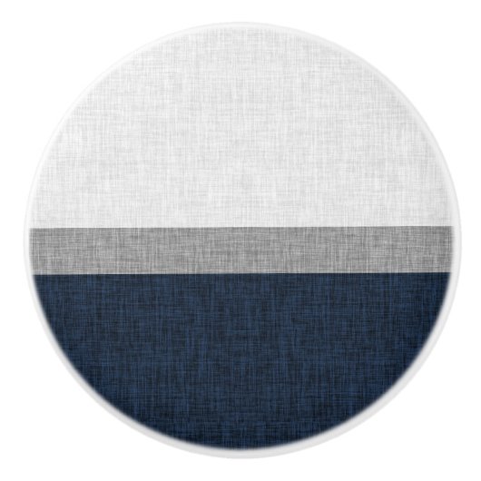Stripe Dark Blue Gray Ash Graphic Burlap Patroon Keramische Knop (Voorkant)